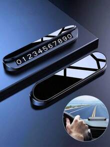 Temporary Parking Permit Card With Illuminated Display, Parking Number Plate, Notification Phone Number Card, Hidden Mobile Phone Number Plate, Automotive Decoration Temporary Parking Sign - A - View 2