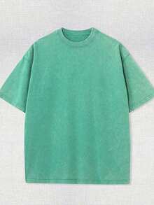 230g Double-Washed, High-Quality Cotton Retro Fashion T-Shirt, Men's T-Shirt, Beach Essential, Summer T-Shirt, Holiday Gift, Perfect Gift For Lovers, 100% Cotton T-Shirt Features, Urban Fashion, Street Style, Gothic Activities, Everyday Casual (Unisex Retro Faith - Gothic Style T-Shirt, Eye-Catching Choice For Christmas). - 薄荷綠 - 查看 1