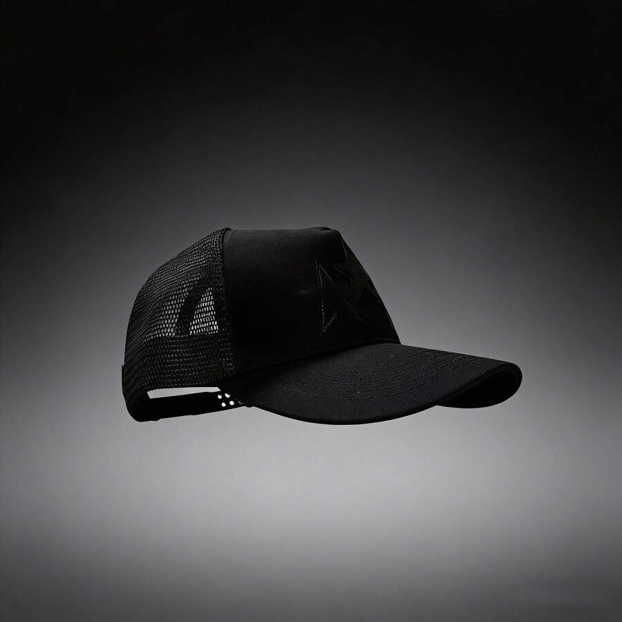 Adjustable Unisex Baseball Cap - Cool Hip Hop Trucker Hat, Sun-Shading Open Top Hat, Streetwear Outdoor Cap, Urban Fashion Hat - Black - View 1