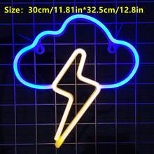 1pc Wall-Mounted LED Cloud Lightning Neon Light, Gamer Room Decor, Romantic Fairy Night Light, Battery/USB Powered, Home Decor For Bedroom, Living Room, Party, Birthday - 雲朵閃電霓虹燈 - 查看 12