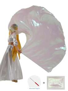 1 件装赞美舞蹈敬拜旗，带可伸缩旗杆，半圆形敬拜翼旗，教堂敬拜旗，舞者专用 - 彩色 - 查看 15