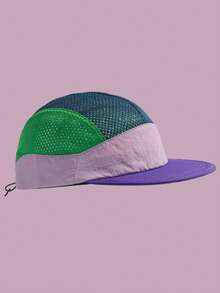 1 pieza Gorra de béisbol unisex transpirable y de secado rápido, diseño de 5 paneles, sombrero ligero de protección solar para deportes al aire libre, campamento, correr, adecuado para primavera/verano, ropa urbana vintage, gorra plana ajustable y suave - Combinación de colores - Ver 3