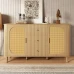 This Modern Style Sideboard, Equipped With Drawers, Shelves And Wood-Effect Metal Legs, Is A Versatile And Essential Piece Of Living Room Furniture. - Camel - View 1