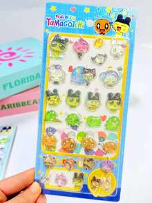 1pc Cartoon Crystal Stickers, Cute 3D Relief Stickers For Kids - Multicolor - View 2