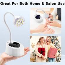 UV LED Nail Lamp, Auto Sensor, 3 Timer Settings, Wireless UV Light, Suitable For Gel Nail Polish, Rechargeable Curing Light, Fast Curing Goose Neck UV Lamp, Suitable For Acrylic Nail Extensions, Salon & Home DIY - White - View 8