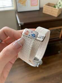 1pc Woven Nylon Watch Band Compatible With Apple Watch Ultra/SE/11/10/9/8/7/6/5/4/3/2/1, 45/46/49/38/40/41/42/44mm, Unisex Adjustable Nylon Sport Replacement Strap - Starlight - View 2