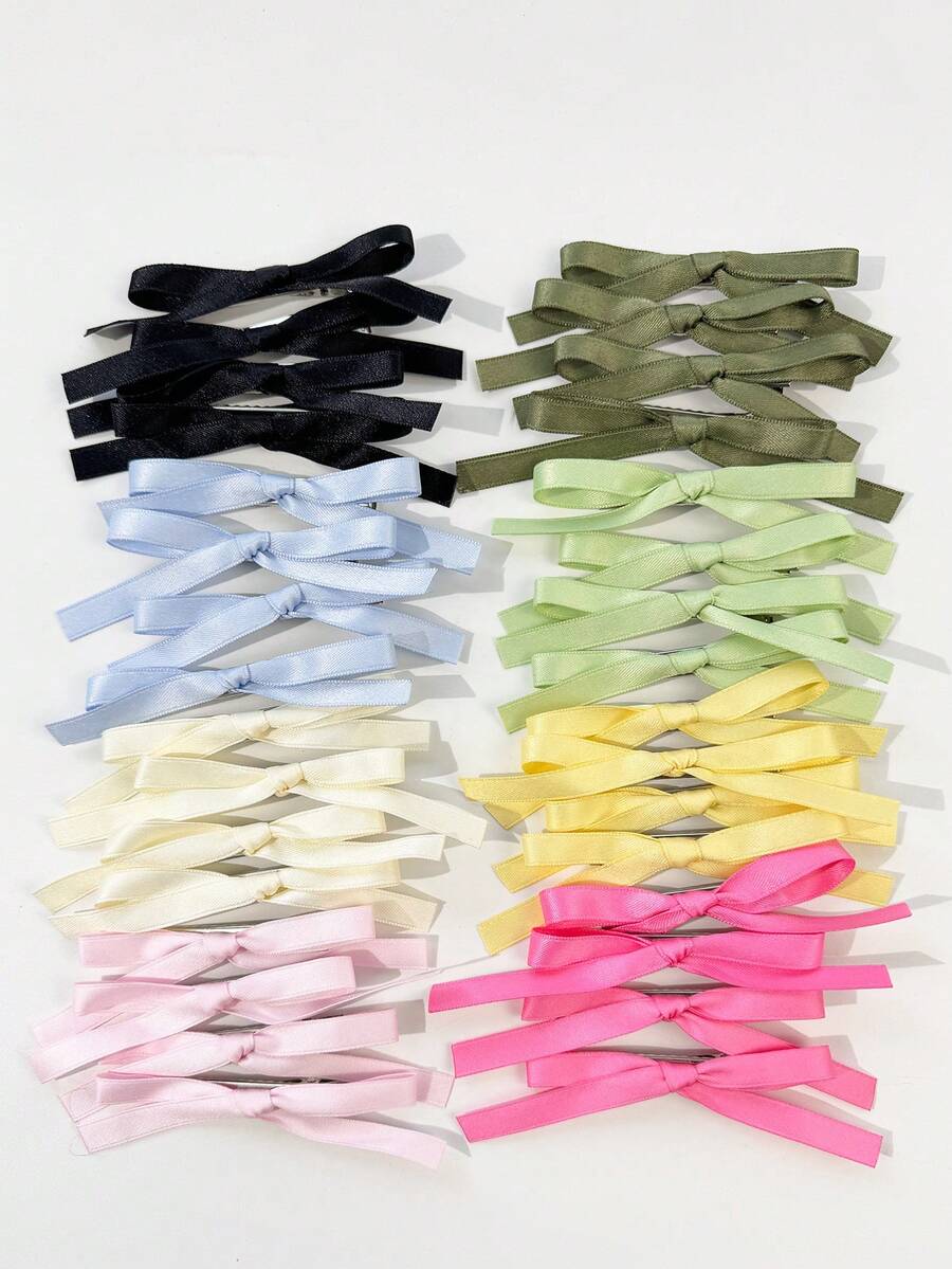 32pcs/Set Women's Colorful Fabric Minimalist Cute Bow Hair Clips, Suitable For Daily Wear