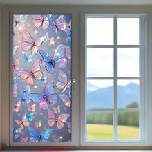 1/4pcs Summer Style Static Cling Frosted Window Film. Beautiful Lotus, Rose, Butterfly Patterns. Removable Waterproof PVC Material. Suitable For Bathroom, Kitchen, Living Room Windows, Also For Privacy Protection. - Multicolor - View 11