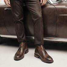 Men's Desert Boots, Classic Retro Derby Boots, Wear-Resistant Anti-Slip Casual Ankle Boots - Coffee Brown - View 2