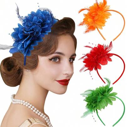 1pc Exquisite Headpiece, Tea Party Hat Decorated With Ribbon, Feather And Hair Clip, Suitable For Girls And Women, Wedding Accessories, Hair Accessories, Mini Hat, Derby Hat, Gift, Formal Occasion