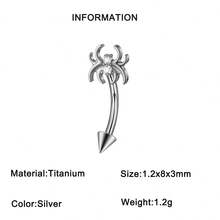1PC CZ Flower/Bat/Spider /Bee Moon&Star Rook Earring,16G Implant Grade Titanium Internal Thread Eyebrow Labret Lip Belly Button Ring Curved Barbell Clear Zirconia Floral Cartilage Daith Conch Earring - Titanium Color - View 13