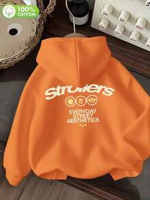 Áo hoodie in họa tiết phong cách đường phố thời trang mới năm 2026, tay dài, vai rớt, thiết kế dây rút thoải mái và đa năng, được thiết kế đặc biệt cho nữ, dáng ôm, kiểu dáng unisex cho mùa xuân, thu và hè, phù hợp để mặc hàng ngày. - Cam 2 - Xem 3