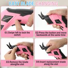 Electric Scissors (With 2 Blades) Efficiently Complete Material Cutting And Are Suitable For Cutting Fabrics, Paper Scraps, Plastics, Etc. - Pink - View 6