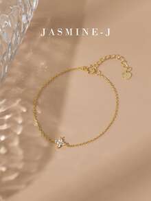 1条S925纯银四叶草手链，纯银四叶草手链，锆石花朵手链，经典女士手链，锆石手链，女士手链，节日礼物，送给女朋友/妈妈/朋友的完美礼物 - 彩色 - 查看 11