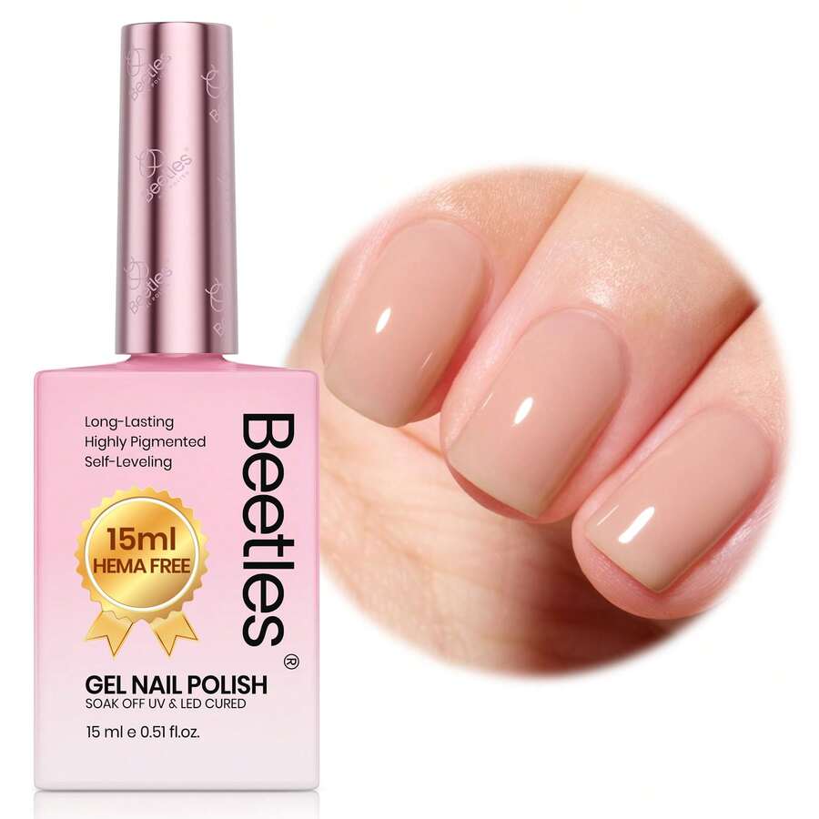 Beetles 15ml Hema Free Black Gel Polish – Silent Charm Audrey Color Long-Lasting Soak Off UV LED Glossy Manicure DIY Nail Art - 15Ml Hema-free Oat Latte - 查看 1