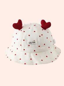 1pc Heart & Bow Baby Sun Hat, Spring/Summer Baby Girl Outdoor Visor Cap, UV Protection Bucket Hat - Multicolor - View 5