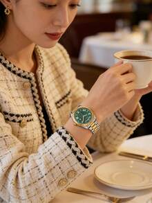 Guess Đồng hồ nữ Quartz, máy quartz, dây đeo bằng thép không gỉ, vỏ bằng thép không gỉ, thích hợp để đeo hàng ngày, dự tiệc và các dịp khác GW0308L2 GW0308L3 GW0308L5 - màu xanh lá - Xem 2