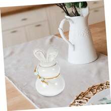 PRETYZOOM - Bote de almacenamiento de hojas de té de cerámica práctico recipiente de té bonito recipiente para cocina mostrador de té recipiente de azúcar con tapa recipiente de té con tapa - Blanco - Ver 6