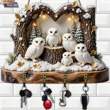 [2DFlat] Vintage Distressed Wooden Key Holder With 4 Metal Hooks, 1 Piece, Multifunctional Wooden Home Key Rack, Wall Decor, Entryway Decor, Room Decor, Villa Decor, Year-Round Home Decor - Multicolor - View 5