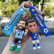 Football Star Keychain Accessory, Small Pendant, PVC Soft Rubber Bag Charm, Jersey Keychain - Multicolor - View 3