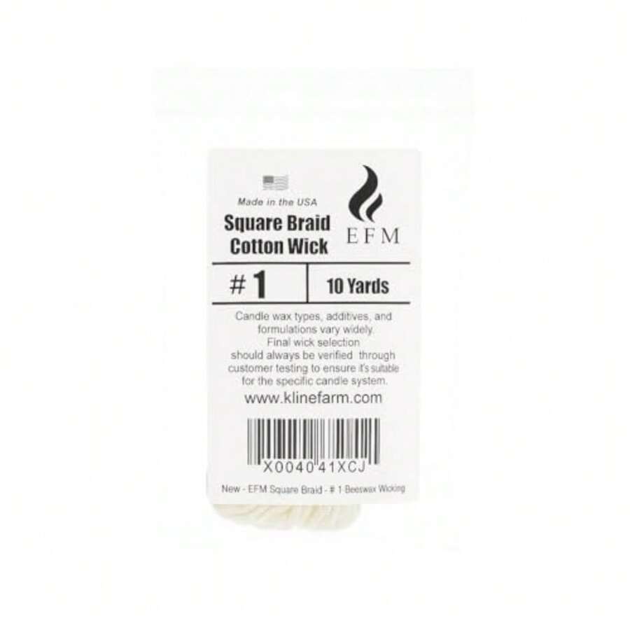 EFM Square Braid Cotton Candle Wick - #1 Wicking Unwaxed Raw Wick For Beeswax Candle Making - như hình - Xem 1