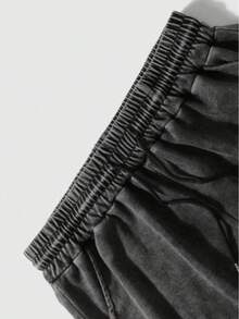 Setelan Celana Pendek Lengan Pendek Kasual Motif Ikan Ukuran Besar untuk Pria, Musim Semi/Panas - Hitam - View 6