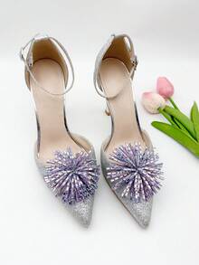 2个新款优雅水钻可拆卸鞋夹 - 完美适用于婚礼、新娘派对和高跟鞋 - 彩色 - 查看 7