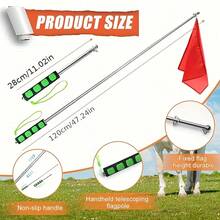 1 lá cờ huấn luyện ngựa có cột rút gọn, dụng cụ huấn luyện cưỡi ngựa kèm kẹp. - Nhiều màu - Xem 3