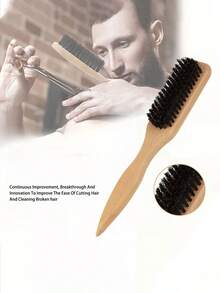 1pc Unisex Boar Bristle Smooth Comb, Beard Brush, Frizz Control Comb, Fluffy Wooden Handle Comb, Detangling Comb, Hairline Control, Sleek Ponytail Comb - With Wide Tapered Tail Detangling Comb, Convenient Parting, Styling, Polishing And Smoothing Hair, Creating Frizz-Free Hairstyles, Suitable For Men And Women, Recommended As A Christmas Gift - Multicolor - View 10