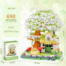 Mini Cherry Blossom Tree House Building Blocks, Buildable Blocks, Collectible Display Item, Everlasting Flowers, Home/Office Decor, Building Blocks Toy, Adult Building Blocks Toy, Wedding Gift, Holiday Gift, Birthday Gift - Four Seasons Treehouse - View 17