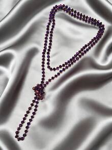 1入組1.5米長水晶珠結繩多層簡約時尚女士日常佩戴項鍊 - 長1.5米水晶打結項鍊 - 查看 53