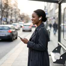 VLDCO V5.3蓝牙耳机，具备ENC降噪功能、强劲低音立体声、24小时超长续航、180mAh电池、轻巧入耳式设计、免提通话功能，兼容所有智能手机 - 查看 6