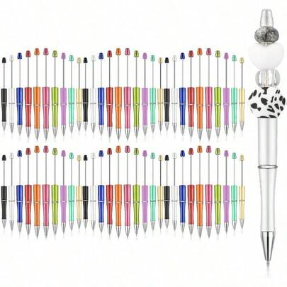 DOMUUH 30pcs/Pack Plastic Pens With Beads, Suitable As Mother's Day Gift, Graduation Gift, Office Use Or Back To School Items