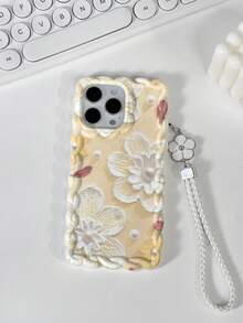 Floral Painted Braided Wave Edge Detachable Bracelet Minimalist Shockproof Thick Phone Protective Case With Printed Design Compatible With IPhone 17/17 Pro/17 Pro Max, 16 XR/7/8, 15 Pro Max, 12 Pro Max, 13 Pro Max, 14 Pro Max, 13, 14, 11, 12P, 14, P11 Soft Shell, P12 Anti-Drop, XS, XR, 7/8P, 7/8GES2 Phone Case - Multicolor - View 2