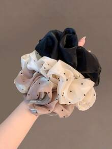 1个法式柔美波点发圈，珠光渐变优雅发髻发绳，马尾辫发圈，新款发饰 - 彩色 - 查看 1