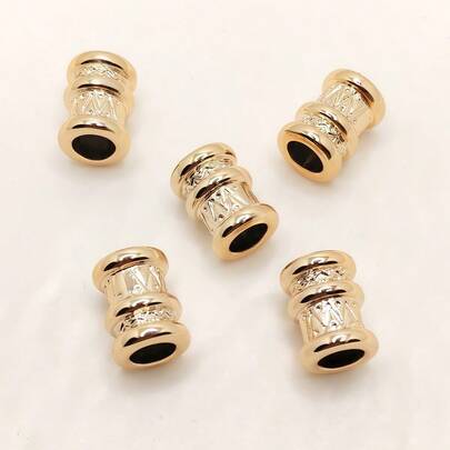 10颗/20颗金色时尚浮雕空心圆形隔珠，项链、手链饰品配件，手工DIY串珠材料