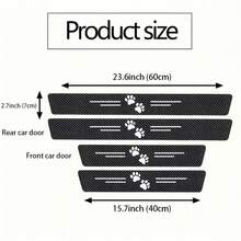 4 Pcs Car Sill Protection Strips | Anti-Slip Striped Design, Cute Cat Paw Print, Self-Adhesive Anti-Scratch Edge Protection, Universal Type Suitable For All Car Models, Easy To Install, Humorous Design - A - View 3