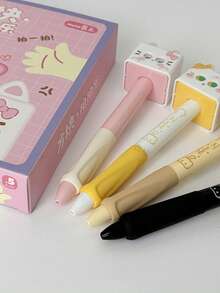 2/4个魔方挤压变脸猫咪趣味减压创意按压按钮0.5mm速干中性笔 - 方形小貓 - 查看 5