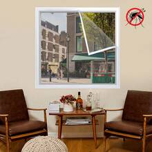 自粘式白色窗户防蚊纱窗,隐形防蚊蝇透气网帘,可拆卸,无需钻孔即可轻松安装,适用于客厅、卧室等场所。 - 白色包邊 - 查看 2