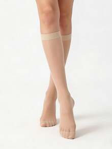 1/10 双女士纯色薄款小腿袜 - 休闲时尚舒适速干，适合日常穿着、商务场合，可搭配高跟鞋等。 - 彩色 - 查看 5