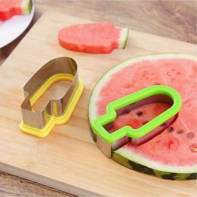 Stainless Steel Watermelon Slicer & Popsicle Mold, Easy Manual Fruit Cutter With Green Handle, No Power Needed, Perfect For Summer Snacks & Parties, Food- Design, Party Snack Prep, Easyclean Material, 1 Pc