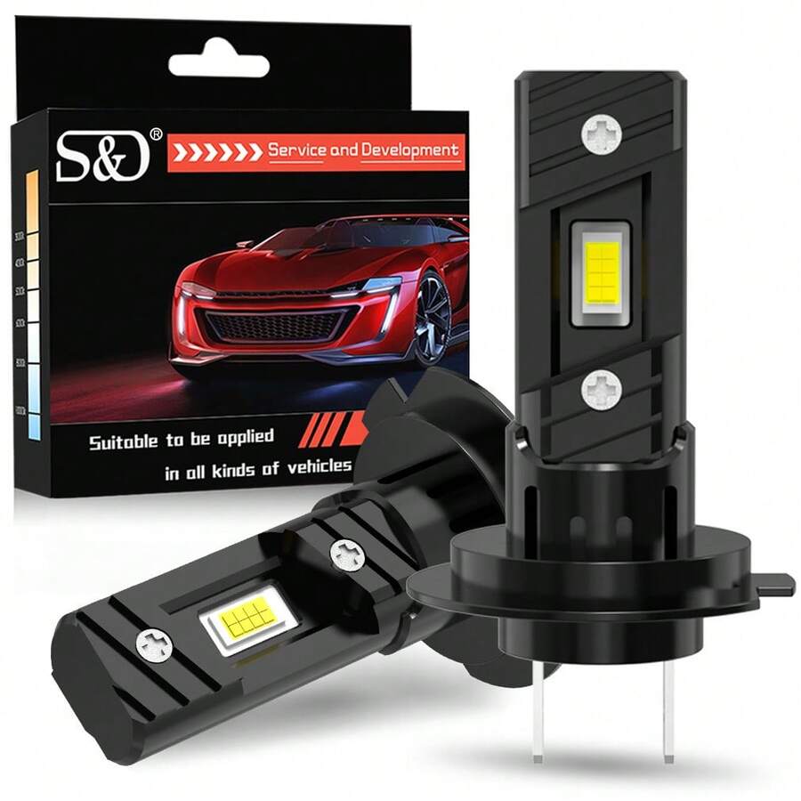S&D Bombilla de faro LED H7 Mini inalámbrica 6000K 7535 CSP para faros de automóvil, lámparas de diodo automotriz H7 Turbo Led 12V - A - Ver 1