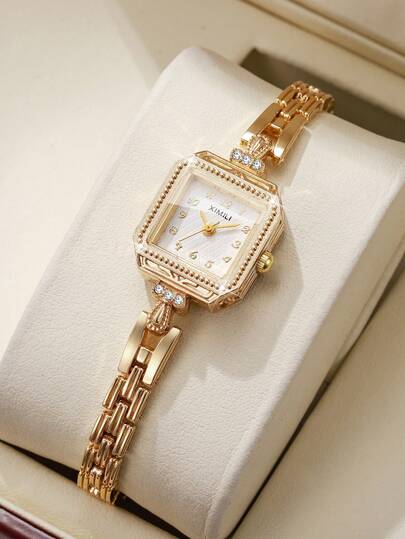 1pc Women's Fashion Casual Square Dial Quartz Wrist Watch, Elegant Elegant (Watch Box Not Included)