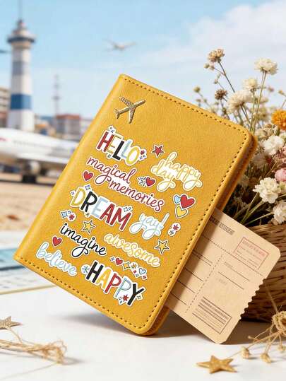 1 pieza Titular de pasaporte con diseño de letra de dibujos animados, accesorio de viaje plegable y de moda, ligero y duradero, adecuado para la escuela, viajes o regalos, regalo de moda personalizado para hombres y mujeres, accesorio de viaje al aire libre, adecuado para jóvenes viajeros, temporada de regreso a clases, titular de pasaporte minimalista de alta gama, adecuado para estudiantes mujeres, cartera de pasaporte unisex de regreso a la escuela, adecuada para salidas, vacaciones, suministros de viaje