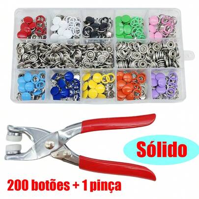 200PCS Metal Snaps Buttons with Fastener Pliers Press Tool Kit Perfect for DIY Crafts Clothes Hats and Sewing, Snap Button Fasteners Kit for Clothing Sewing(100 Sets,10 Colors)
