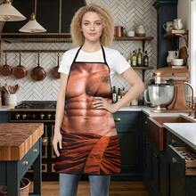 1pc Men's Muscle Pattern Apron, Creative Fitness Themed Kitchen Apron, Muscle, Chest, Abs Design, Cooking, Baking, BBQ Protective Apron - A - View 13