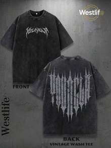 Summer Clothes1PC Y2K Vintage Washed T-Shirt |   Men's YLA Graphic Tee |   Gym Graphic Tee |   Gifts For Men Or Boyfriend |   100% Cotton |   230Gsm Thickened Fabric |   UnisexMinimalist Style  Sweatshirt Men Vacation Outfits - Black - View 7