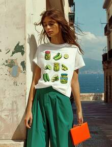 R Pickle Jar T-Shirt, Pickles Shirt, Pickle Jar Tee, Foodie Shirt, Pickle Lovers, Funny Pickle Tee, Pickle T Shirt220g Heavyweight 100% Cotton T-Shirt. Butterfly Print. Unisex Sizing. Round Neck Inspirational T-Shirt. Cute And Beautiful Y2K-Inspired Summer Top, Perfect For The Outdoors, Home, Work, Or Street Wear. Casual, Loose-Fitting Everyday T-Shirt. - 白色 - 查看 1