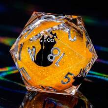 1 viên xúc xắc 20 mặt bằng nhựa hình mèo đen có kim tuyến, xúc xắc thủ công có cạnh sắc bén, thích hợp cho các trò chơi nhập vai D&D, trò chơi Pathfinder trên bàn, quà tặng tiệc tùng và phụ kiện trang trí. - Nhiều màu - Xem 1