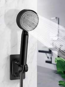 1 Set(Black Showerhead + Hose + Base),Handheld High-Pressure Shower Head Set - 5 Adjustable Modes - Self-Cleaning - Matte Black Finish, Suitable For Modern Bathrooms - Shower Set - View 4
